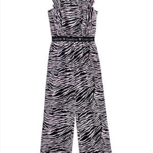 Bebe Zebra Print Gaucho Jumpsuit Girls Size S (4)